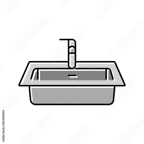 stainless steel sink color icon vector illustration