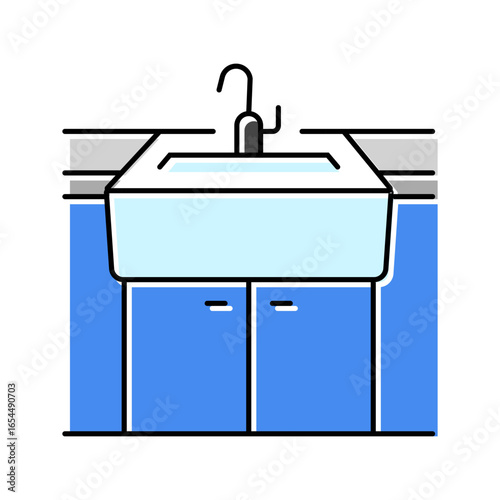 farmhouse sink color icon vector illustration