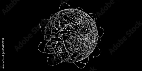Close-up view of a detailed miniature globe showing continents and oceans in dark lighting  background