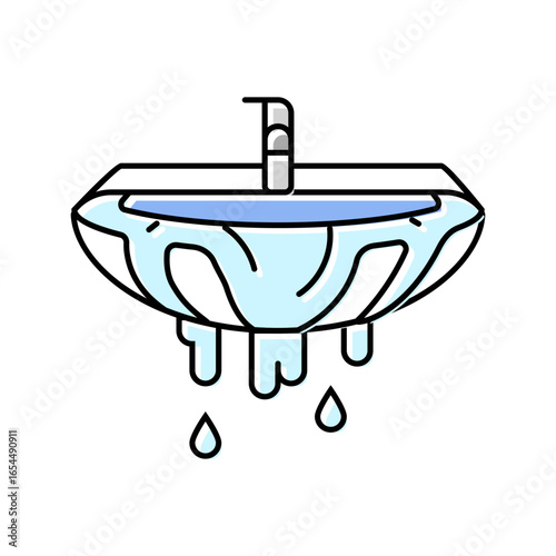 overflowing sink color icon vector illustration