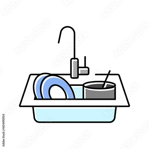 clogged sink color icon vector illustration