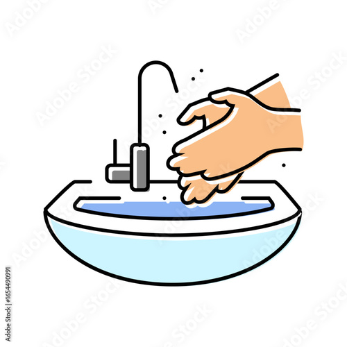 handwashing at sink color icon vector illustration