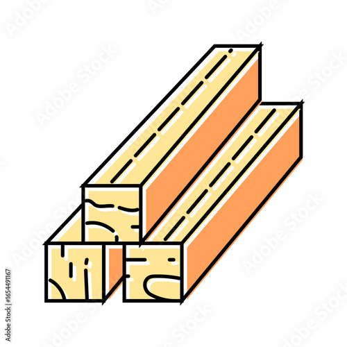 beam manufacturing wood frame house color icon vector illustration