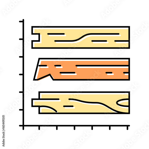 cutting wood beams and rafters color icon vector illustration