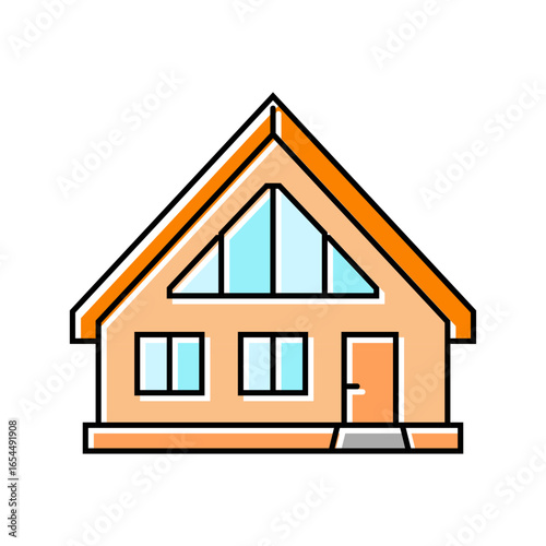 chalet style cabin color icon vector illustration