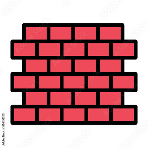 Brick Wall Icon Vector Illustration Color Version