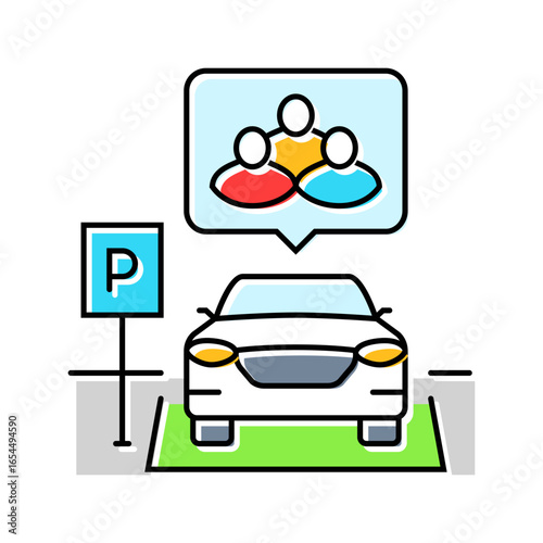 shared parking spot car share service color icon vector illustration
