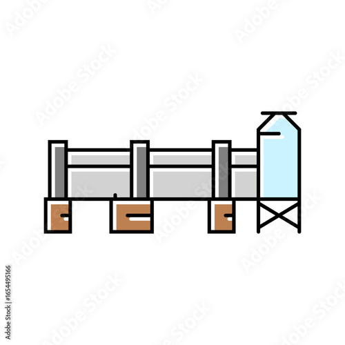 rotary kiln cement production color icon vector illustration