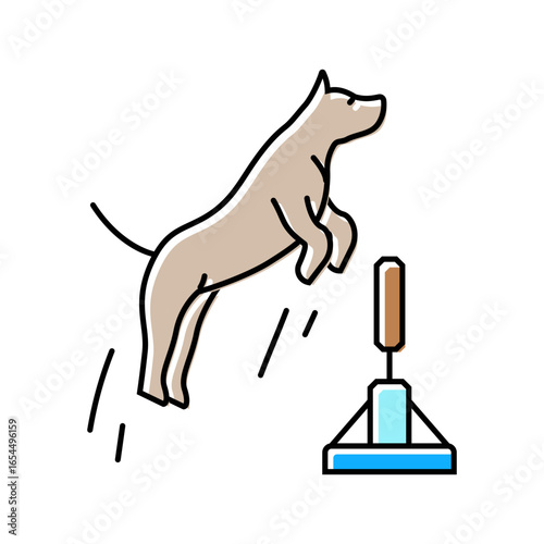 jumping hurdle dog competition show color icon vector illustration