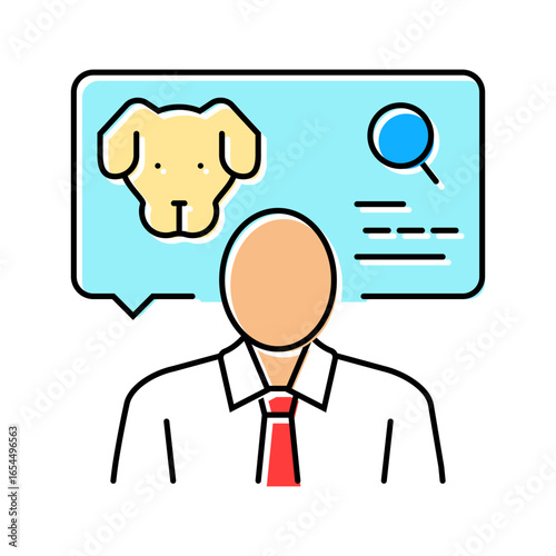 judge dog competition show color icon vector illustration