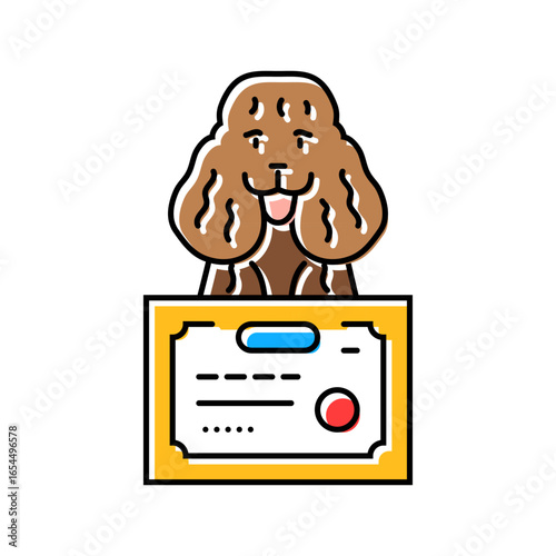 certificate dog competition show color icon vector illustration