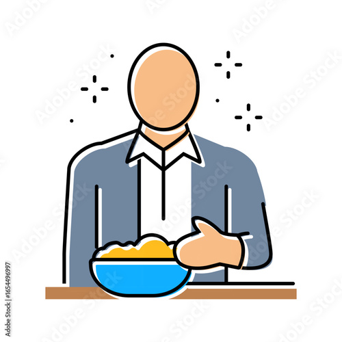 healthy eating at work employee health color icon vector illustration