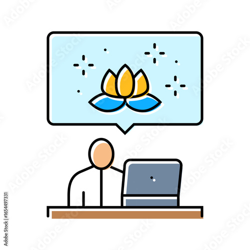 meditation and mindfulness employee health color icon vector illustration