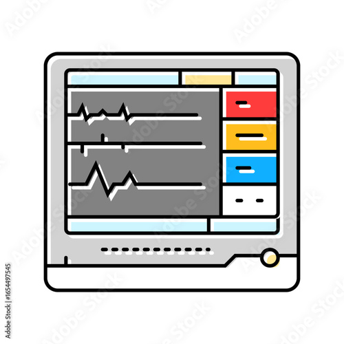flat heart monitor line mortality color icon vector illustration