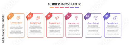 Business vector infographic design template with icons and 6 options or steps