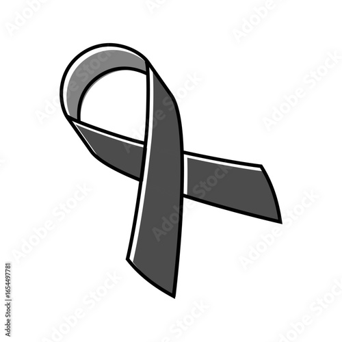 mourning ribbon mortality color icon vector illustration
