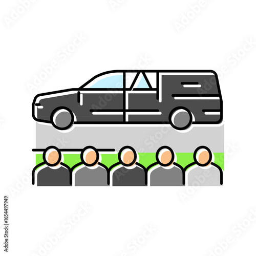 funeral procession mortality color icon vector illustration