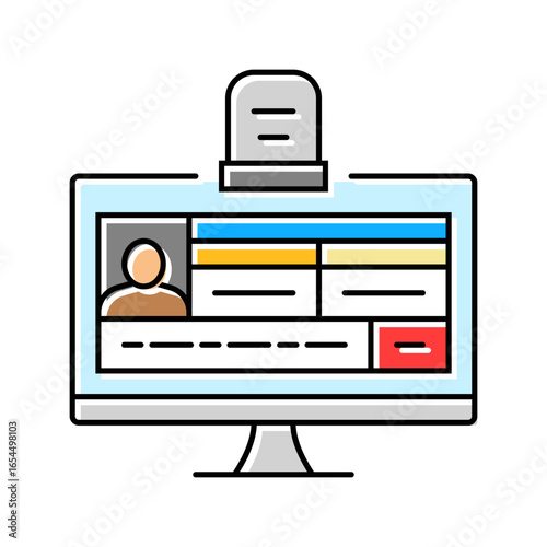 digital death record screen mortality color icon vector illustration