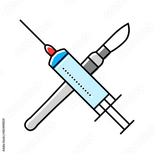 crossed medical tools mortality color icon vector illustration