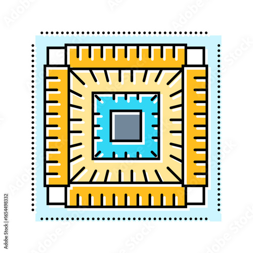 circuit board quantum computer color icon vector illustration