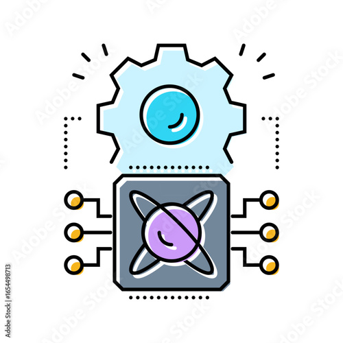 light particles interacting chip color icon vector illustration