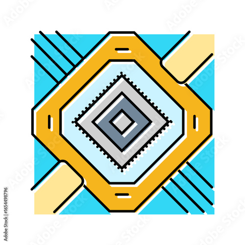annealing hardware quantum computer color icon vector illustration