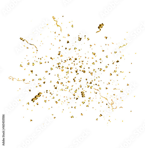 Gold confetti burst. PNG illustration of festive confetti background