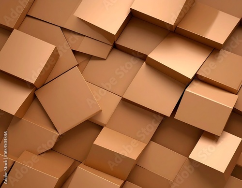 Abstract geometric pattern of overlapping golden-brown cubes