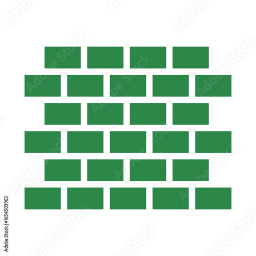 Brick Wall Icon Vector Illustration Green Version