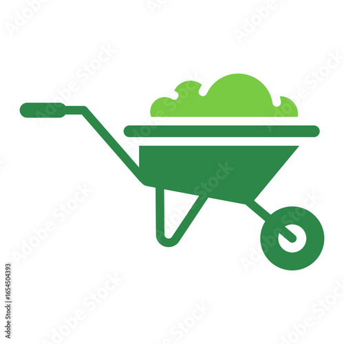 Wheelbarrow Icon Vector Illustration Green Version