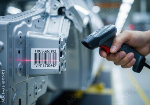Scanning vehicle identification number with laser barcode