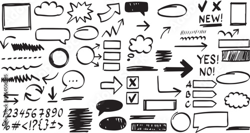 Speech Bubble Vector Pack – Comic, Dialogue, Talk, Text, Label, Hand Drawn, Note, Sketch, Cartoon, Communication, Doodle, Frame, Outline, Message, Callout, Icon, Isolated, Design