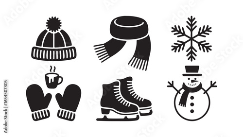 Winter themed icon set with seasonal elements