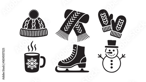 Winter season item icon collection graphic design