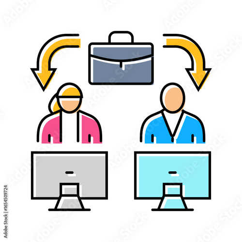 workplace equality color icon vector illustration