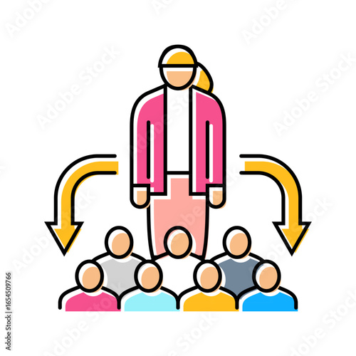 shared leadership roles color icon vector illustration
