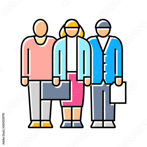 diverse team color icon vector illustration