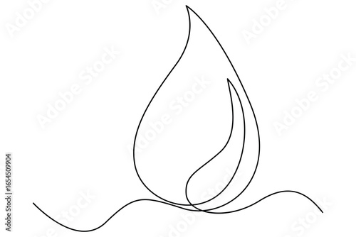 Continuous one line drawing of water drop outline illustration for eco and purity concept
