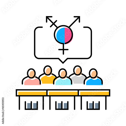 inclusive classroom setting color icon vector illustration