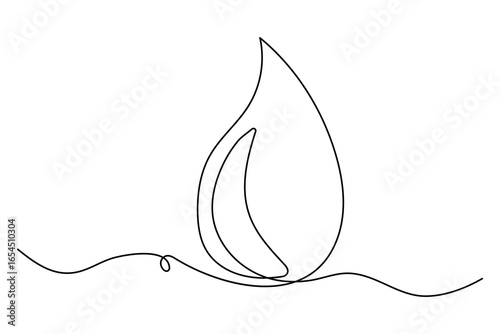 Continuous one line drawing of water drop outline illustration for eco and purity concept

