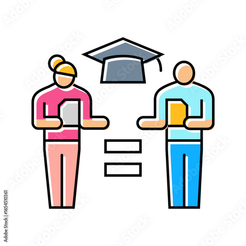 equal access education color icon vector illustration