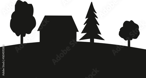 Isolated a kinds of deferent landscape design silhouette,  christmas, woman, vector, couple, business, card, black, people, tree, design, love, icon vector art with white background.