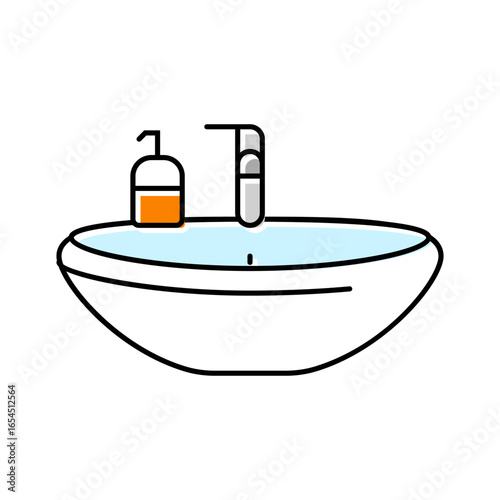 liquid soap next sink color icon vector illustration