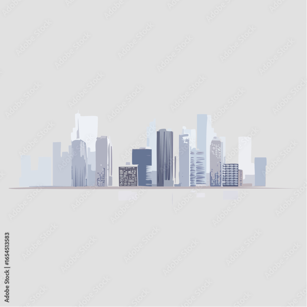 Obraz premium Modern City Skyline Illustration Pastel Colors Minimalist Design