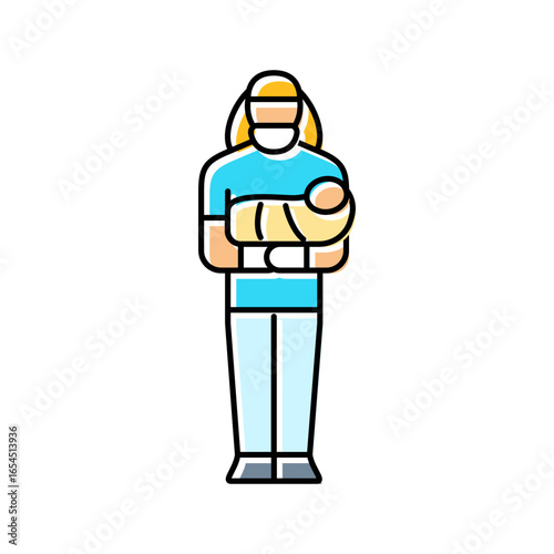 nurse holding baby color icon vector illustration
