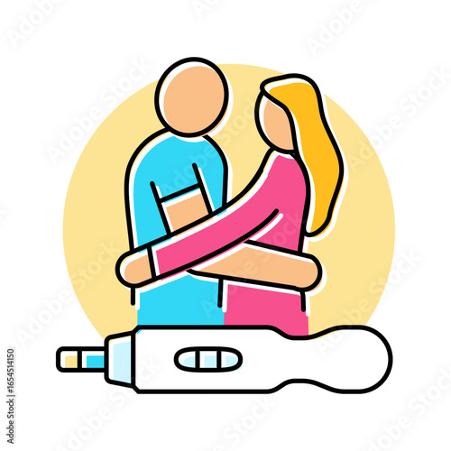happy couple looking positive test color icon vector illustration