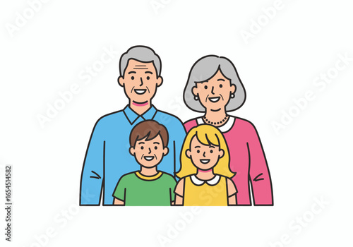 Happy multigenerational family portrait with grandparents and grandchildren smiling together brightly