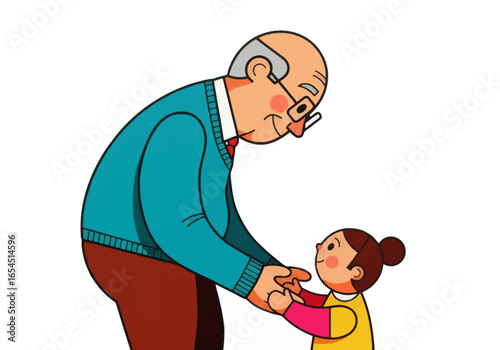 Loving grandfather holding hands with granddaughter, a heartwarming intergenerational connection and family bonding moment