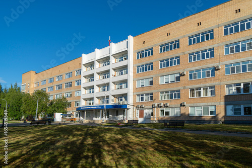 View of the facade of the main building of the Republican Hospital in city.