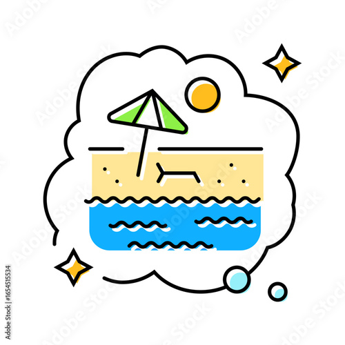 living by beach dream color icon vector illustration